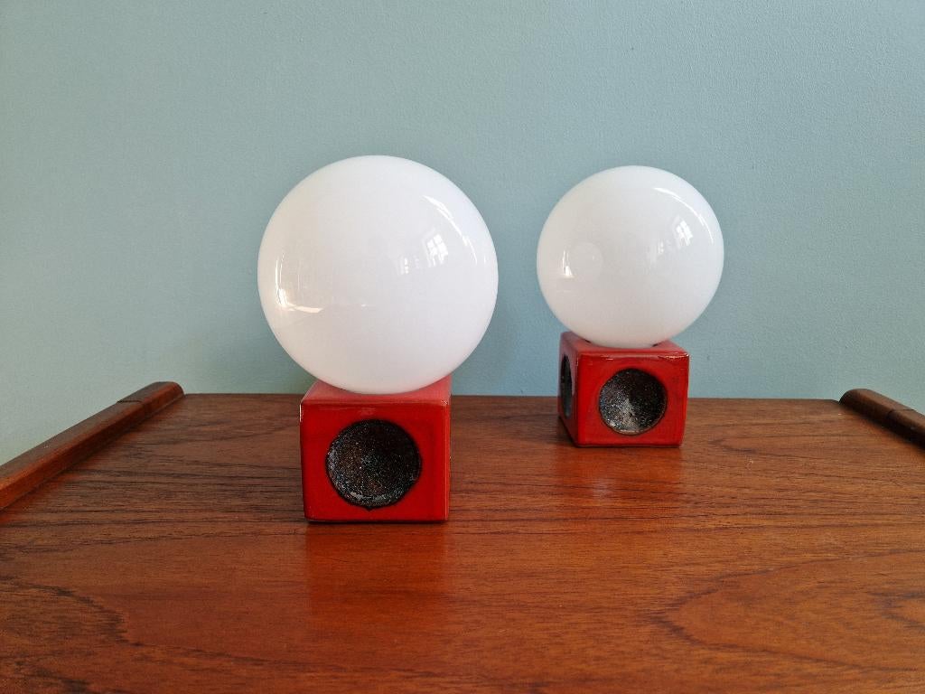 Paire de lampes de chevets en céramique et opaline, 1970, Antiquités & Art, Enlèvement ou Envoi