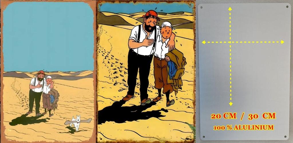 TINTIN lot de 2 panneaux 100% alu 20 sur 30 cm, Envoi, Neuf