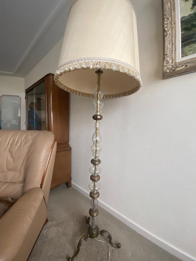 Girandole lamp, Maison & Meubles, Lampes | Lampes de table, Comme neuf, 75 cm ou plus, Verre, Tissus, Enlèvement ou Envoi