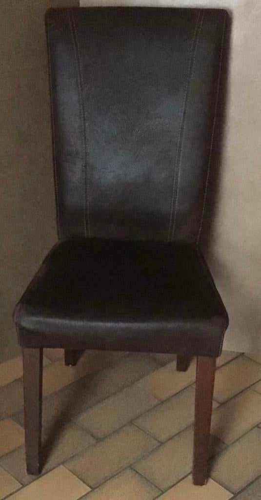 8 chaises brunes « peau de pêche » empiètement en bois, Maison & Meubles, Comme neuf, Bois, Deux