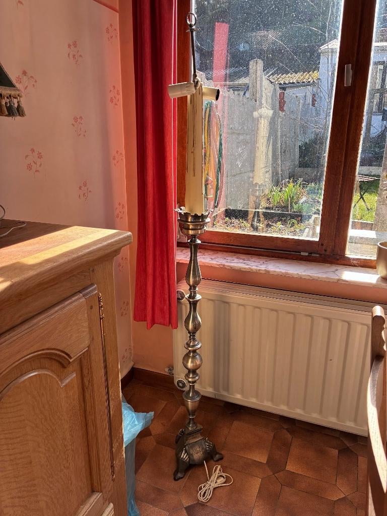 pied de lampadaire en étain, Enlèvement, Comme neuf, Métal, 100 à 150 cm