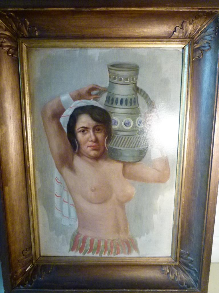 antiek schilderij halfnaakt Orient op paneel, Antiek en Kunst, Ophalen