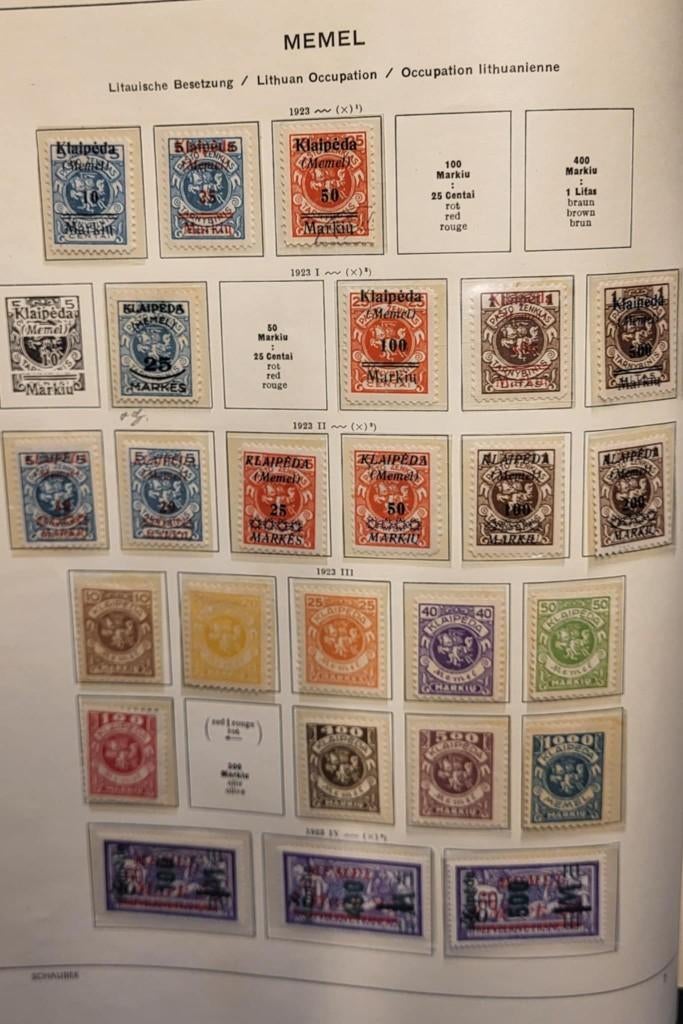 Lot postzegels uit Memel, Klaipéda, 1923, Litouwse bezetting, Ophalen of Verzenden