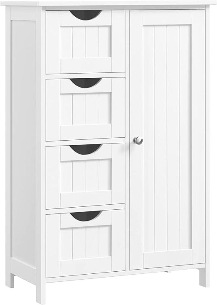 Vasagle Badkamermeubel |  commode | met 4 laden | Nieuw, -, Verzenden, Wit, -