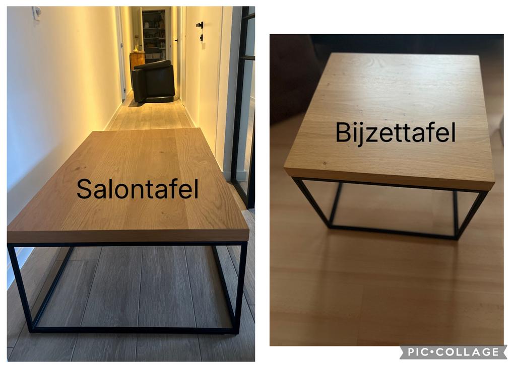 Salontafel + bijzettafel, Ophalen, 100 tot 150 cm, 50 tot 100 cm, Zo goed als nieuw
