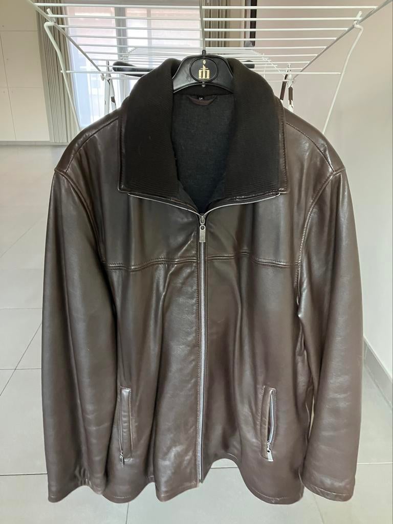 Lederen mannenjas Trapper - bruin - mt 54, Ophalen, Maat 52/54 (L), Bruin, Gedragen