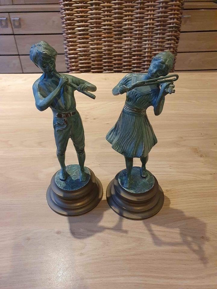 Paar muzikanten in brons, Antiek en Kunst, Kunst | Beelden en Houtsnijwerken, Ophalen