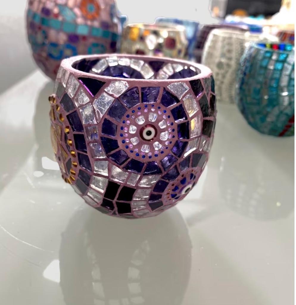Bougeoirs mosaïque 14pc oeuvre belle atmosphère NOUVEAU, Enlèvement ou Envoi, Neuf, Crème, Chandelier
