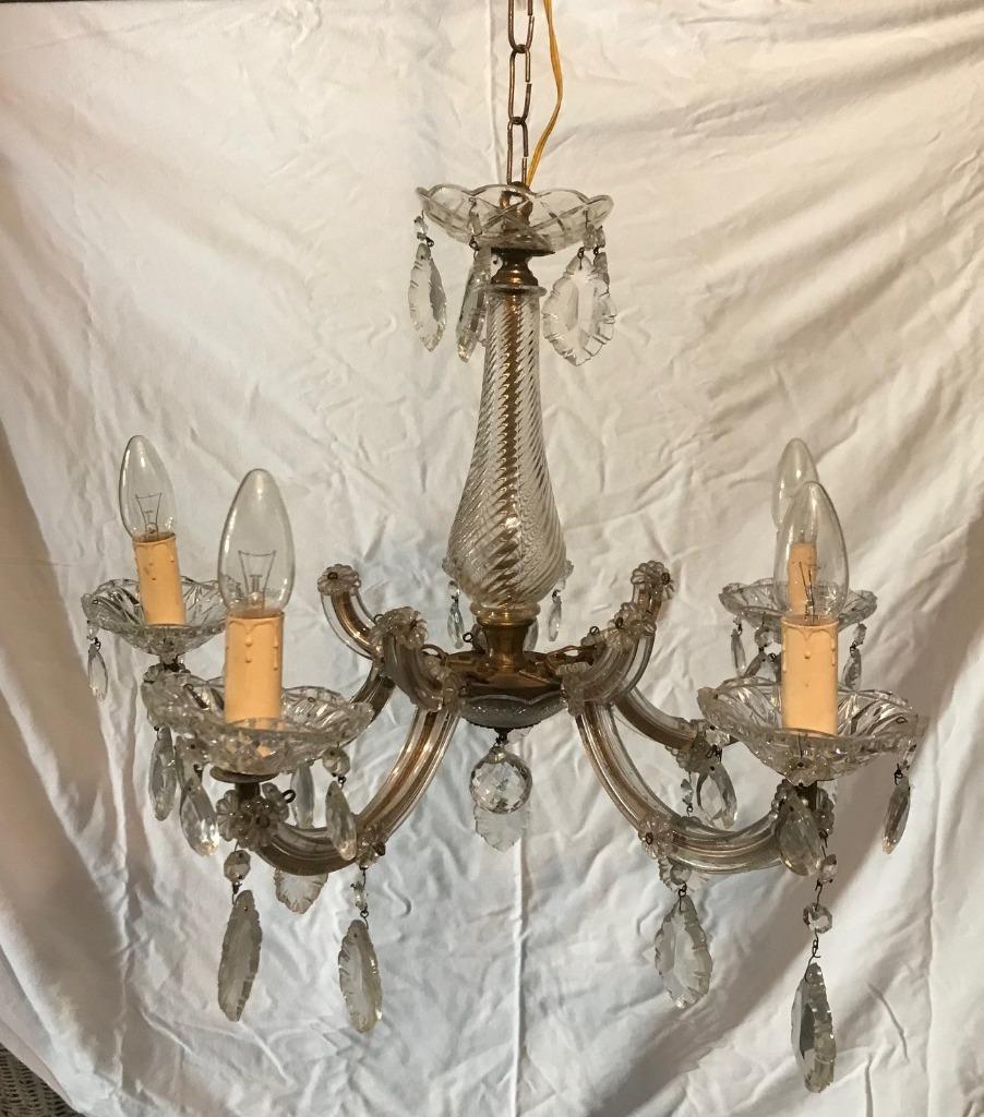 Lustre ancien (~1920) en cristal à restaurer, Enlèvement