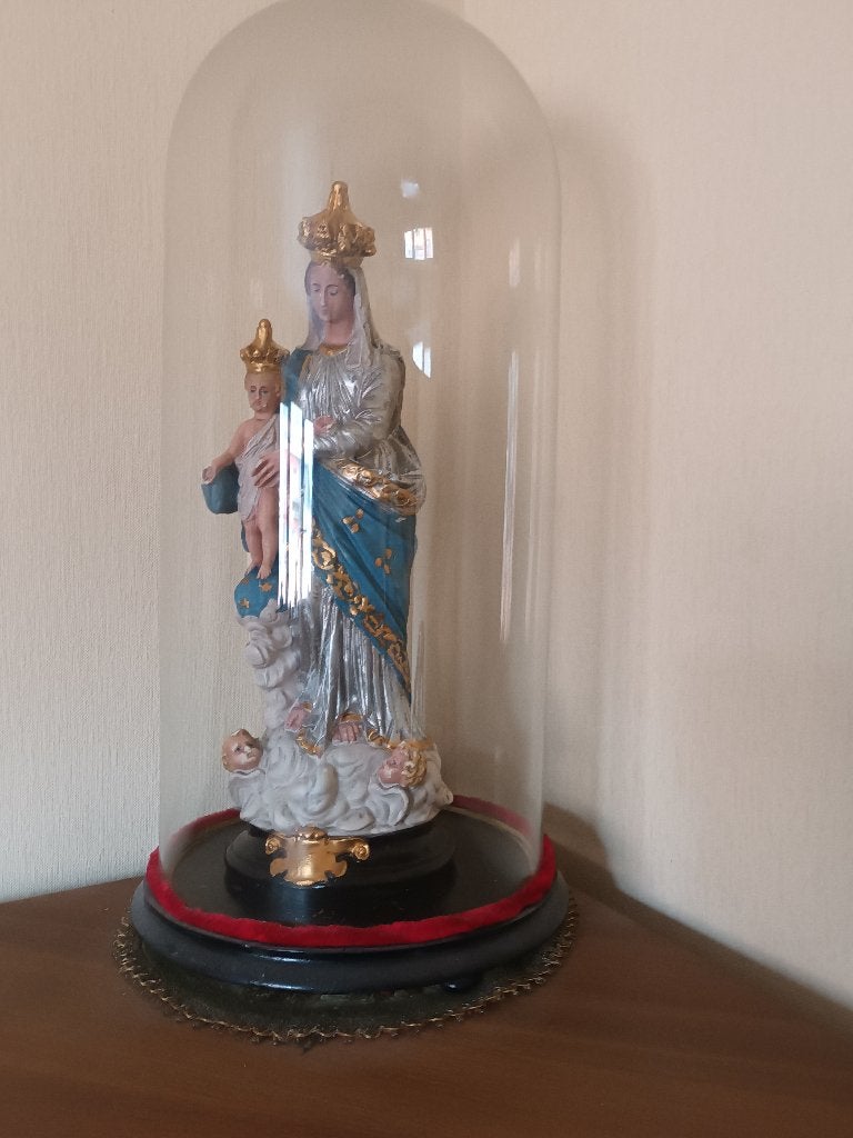 Beeld onder stolp/globe, Ophalen, Gips, 50 - 100 cm, Beeld