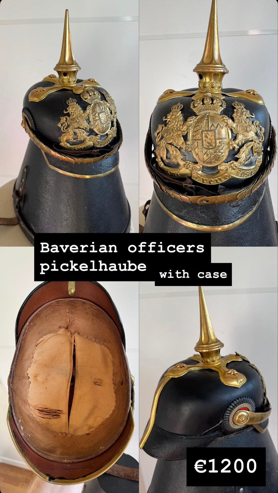 Pinhelm Officer Bayeren WO1 Pickelhaube, Collections, Objets militaires | Général, Enlèvement ou Envoi