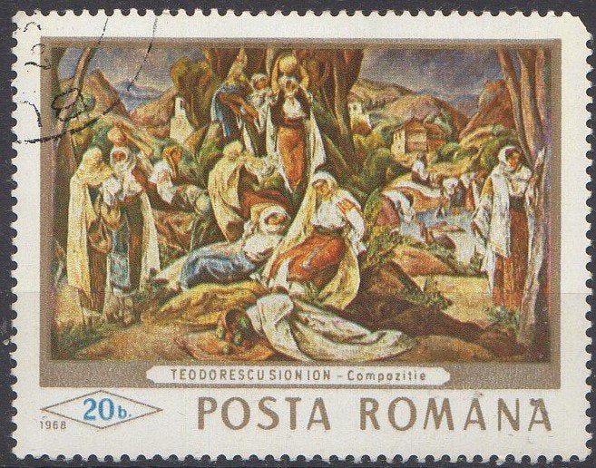 Roemenië - "Compositie" - Ion Theodorescu Sion - 1968, Verzenden, Gestempeld