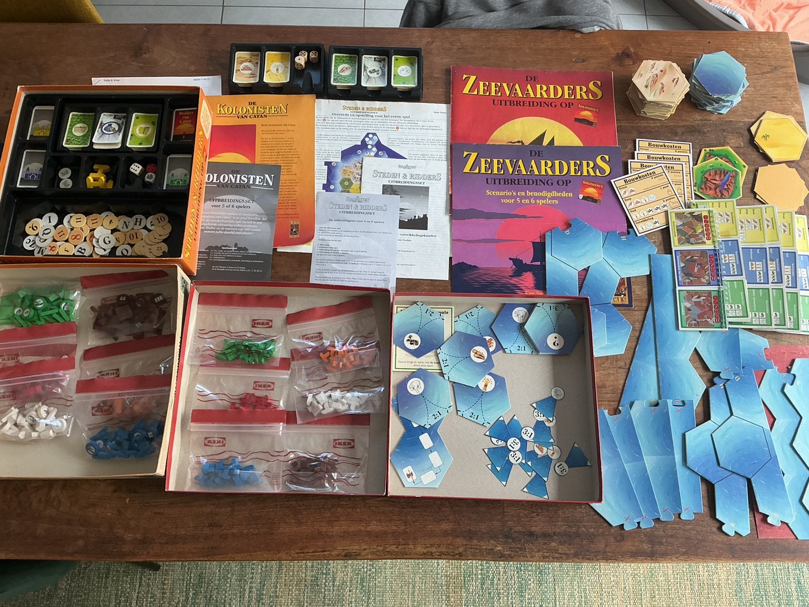 Kolonisten van Catan + uitbreidingen + 6pers. in HOUT, Cinq joueurs ou plus, Enlèvement, Utilisé