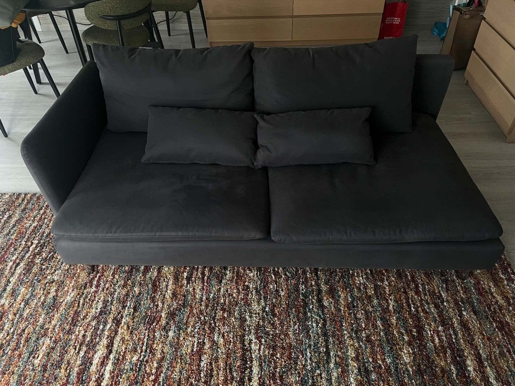 Donkergrijze zetel van IKEA, Ophalen, 150 tot 200 cm, Tweepersoons, 75 tot 100 cm