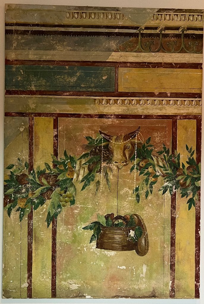 Monumentale decoratieve fresco – Pompeïaanse stijl, Ophalen, Doek, Overige technieken, Klassiek
