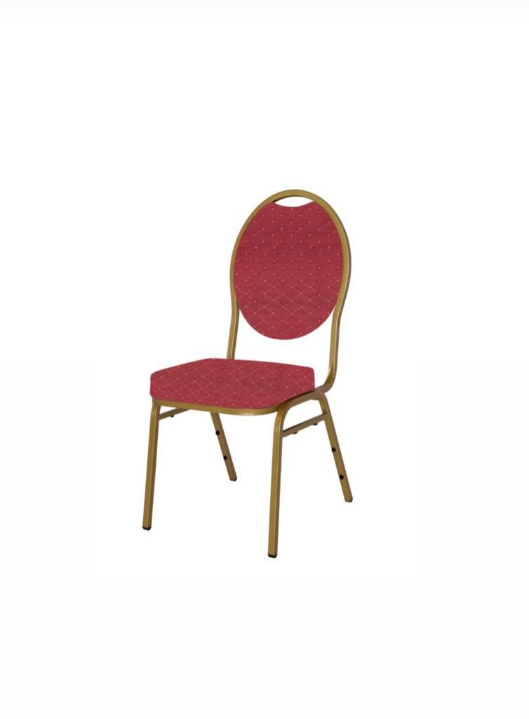 Rood met gouden stapelstoel van Flexfurn te koop!, Huis en Inrichting, Stoelen, Ophalen, Drie, Zo goed als nieuw, Stof