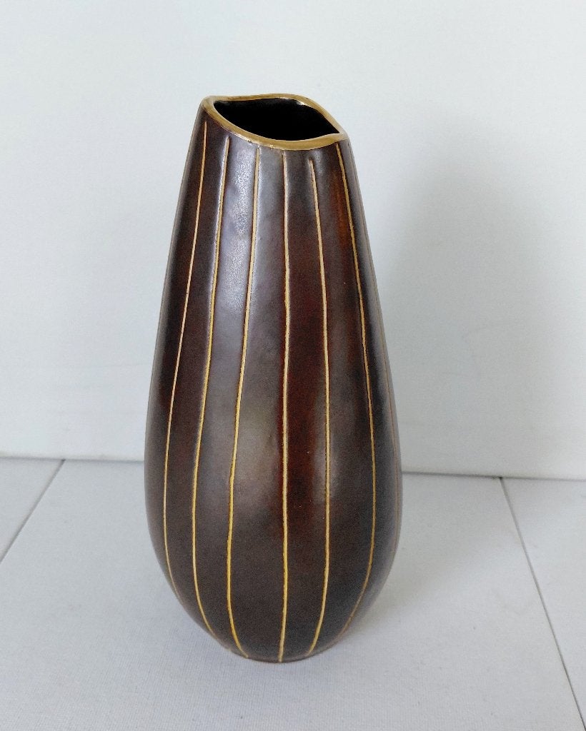 Vase à sgraffites Bay Keramik N 553-20 MCM Allemagne 40-50, Enlèvement ou Envoi