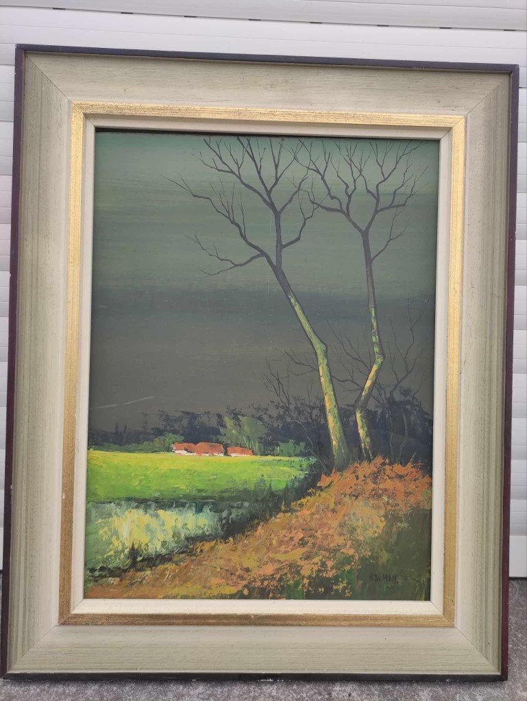 huile sur panneau paysage signe a de man, Enlèvement ou Envoi