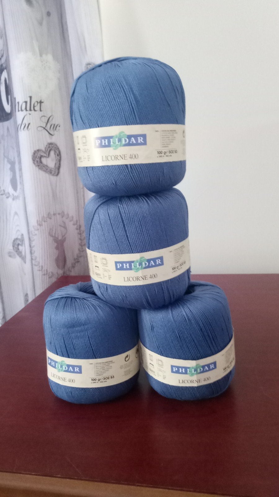 av 4boules de coton Phildar licorne 400 bleu jeans 50gneuf, Enlèvement ou Envoi, Neuf, Tricot ou Crochet, Laine ou Fils