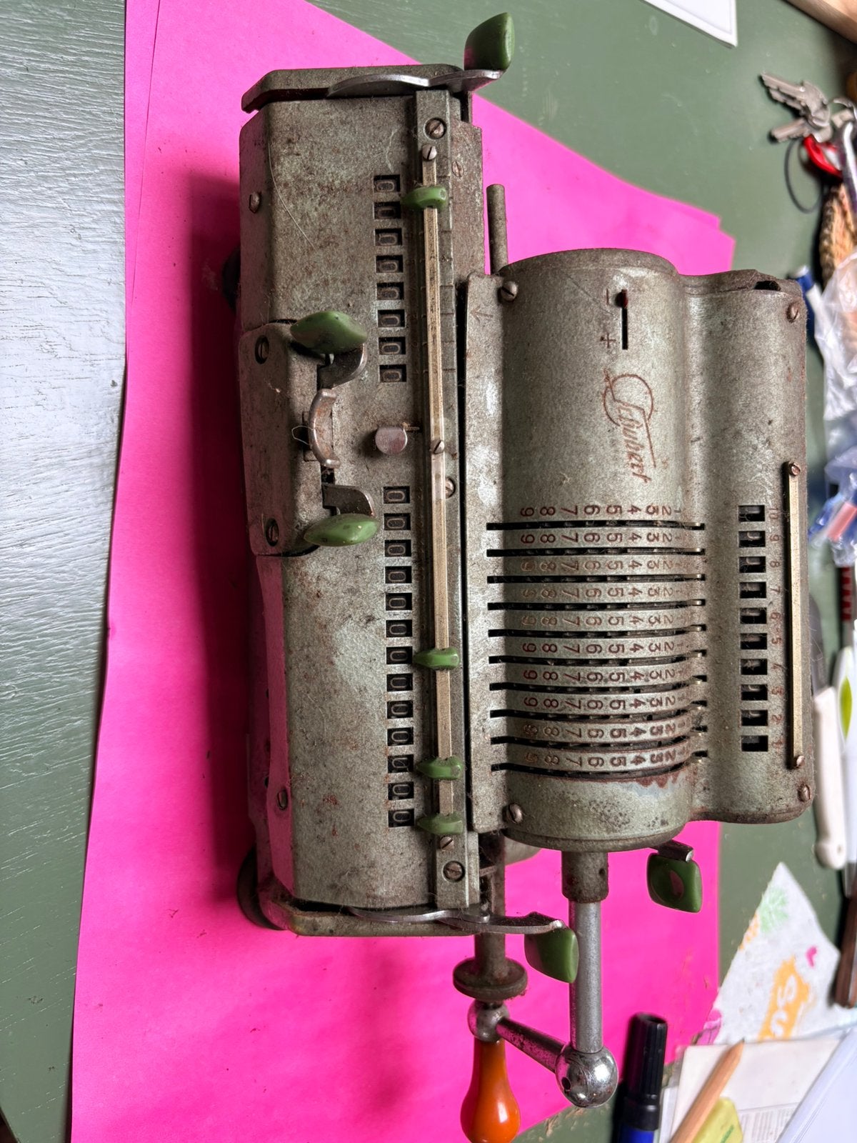 Machine à calculer mécanique Schubert vintage années 50, Antiquités & Art, Enlèvement