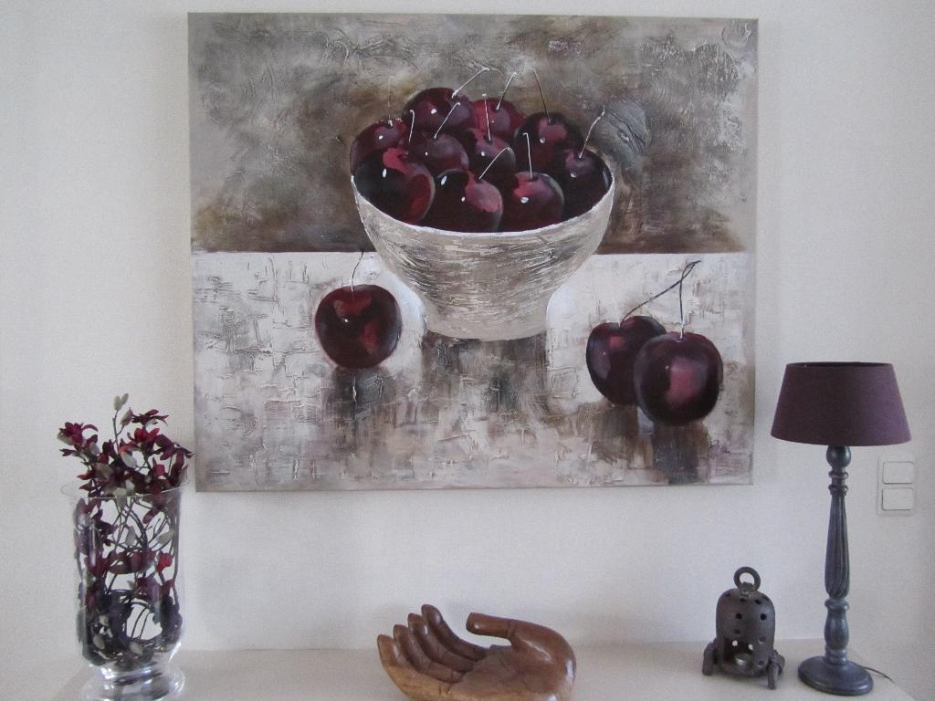 Schilderij kersen, Antiek en Kunst, Kunst | Schilderijen | Klassiek, Ophalen