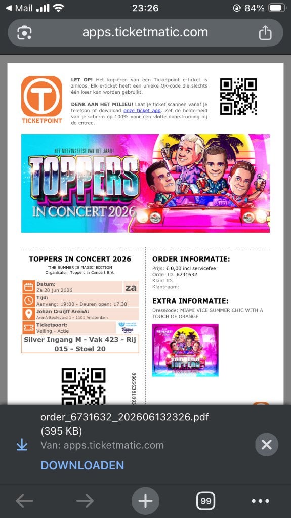 Toppers in Concert 20 juni, Tickets & Billets, Deux personnes, Juin, Pop
