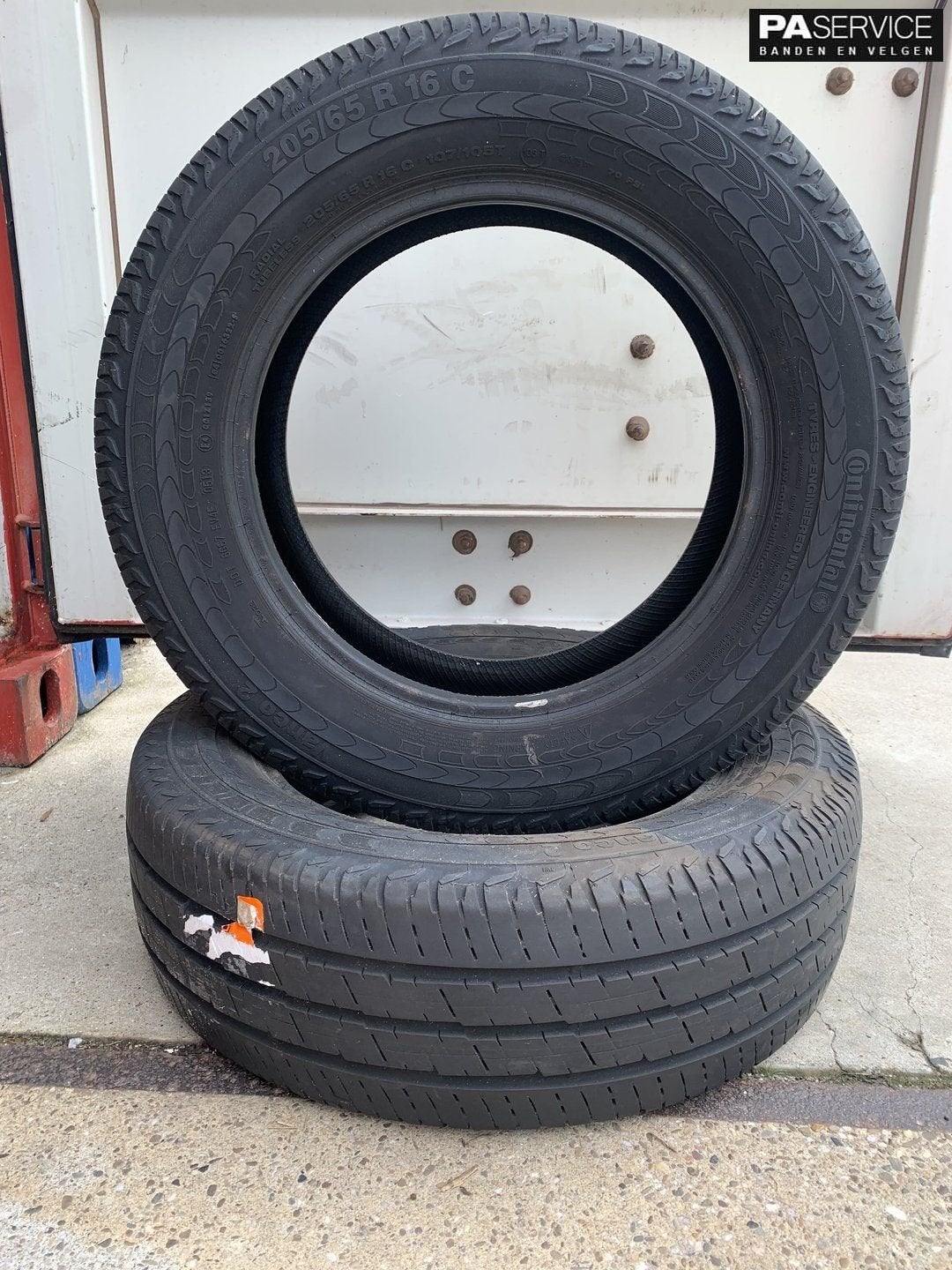 2x Continental 205 65 16C verzwaarde zomerbanden met 7.4 mm, Gebruikt, -, Banden en Velgen, -