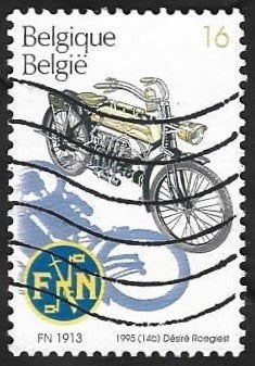 1 Postzegel België 1995 Oude moto's, Postzegels en Munten, Frankeerzegel, Ophalen of Verzenden, Gestempeld, Gestempeld