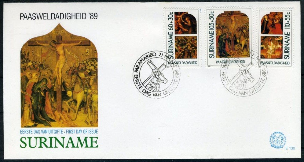 SURINAME E130 FDC 1989 - Schilderijen, Postzegels en Munten, Postzegels | Suriname, Verzenden, Gestempeld