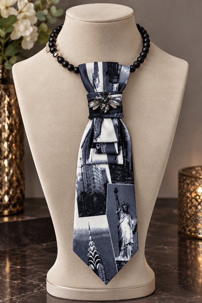 Statement stropdas ketting dames – Statue of liberty, Envoi, Comme neuf, Noir, Autres matériaux