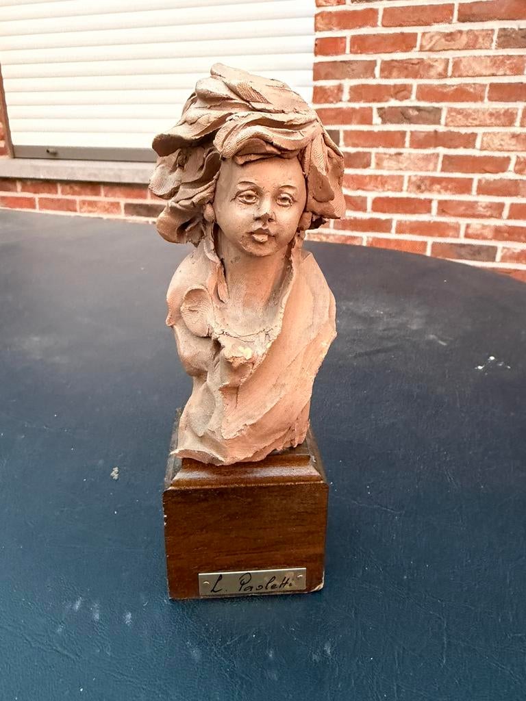 beeldhouwwerk terracotta buste L. Paoletti, Antiek en Kunst, Ophalen, Buste