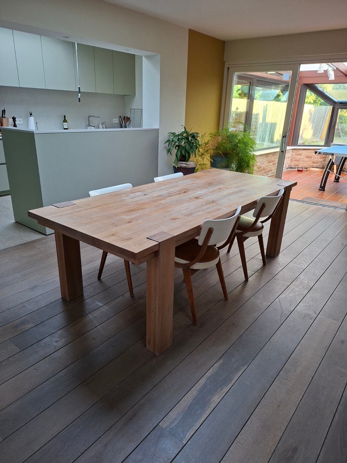 Tafel eik geolied 235 x 100 cm, Huis en Inrichting, Tafels | Eettafels, Ophalen, Gebruikt, 100 tot 150 cm, Rustiek