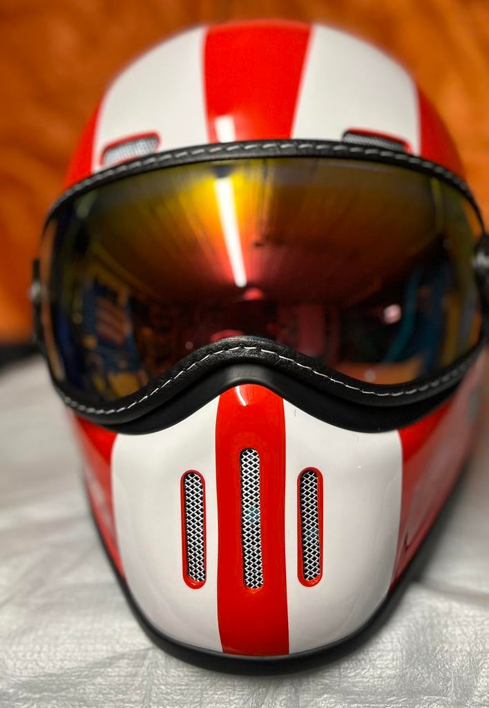 Volledige vintage helm met bril maat L, Motoren, Ophalen of Verzenden, L, Integraalhelm