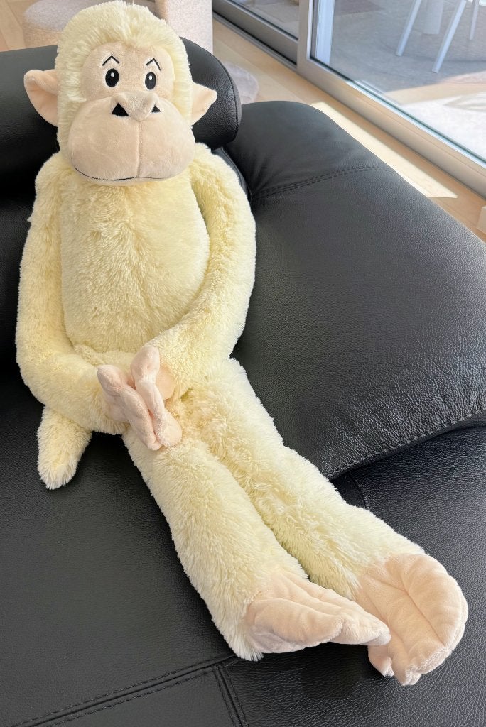 Aap pluche in perfecte staat, Kinderen en Baby's, Speelgoed | Knuffels en Pluche, Ophalen, Zo goed als nieuw, Wasbaar, Wit