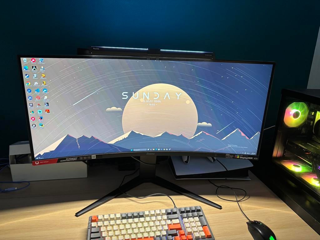 Écran incurvé 34 pouces – 180 Hz – Iiyama, Computers en Software, Desktop Pc's, Ophalen, Zo goed als nieuw, Gaming