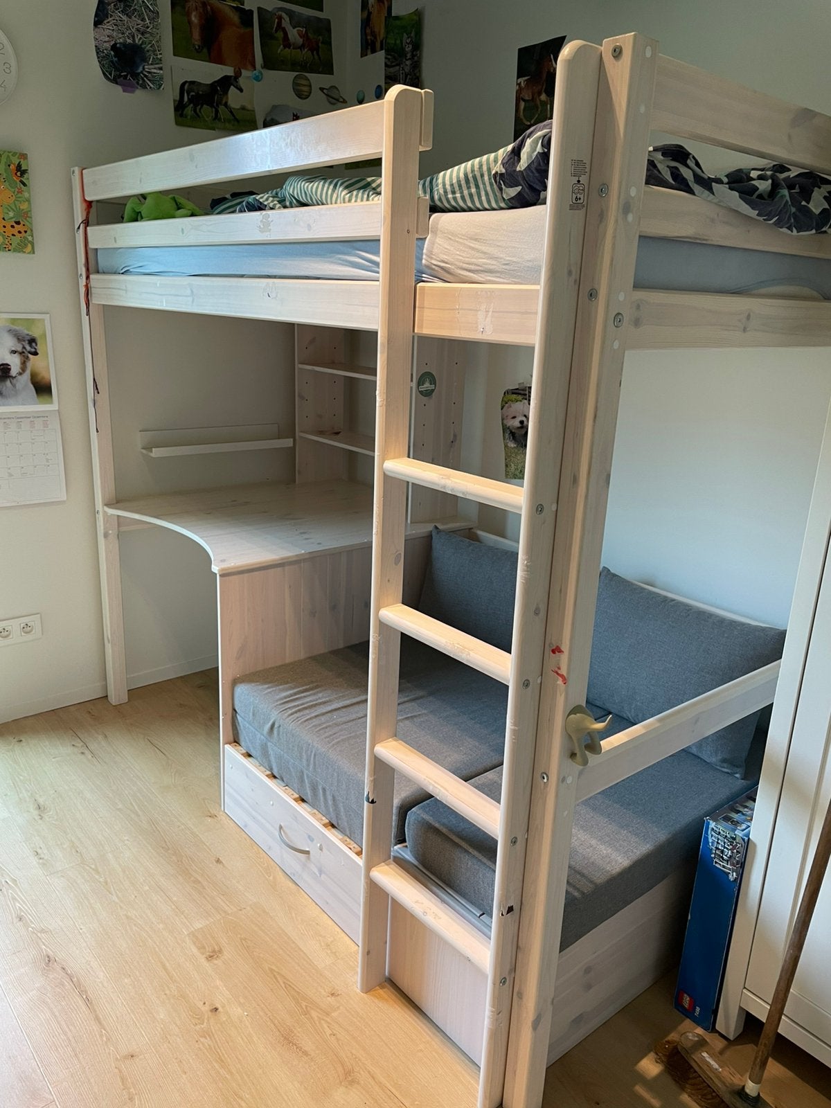 Hoogslaper met bureau en zetel/logeerbed, Enlèvement, Comme neuf, Lit mezzanine
