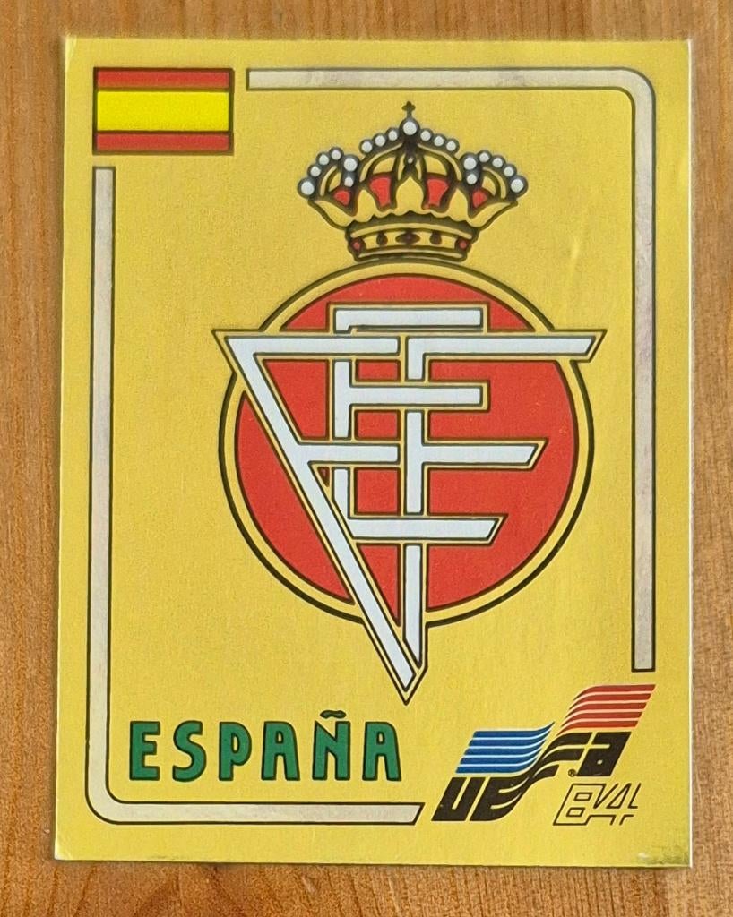 Panini Euro 84 badge Spain #211 voetbal recup, Ophalen of Verzenden, Gebruikt, Sticker