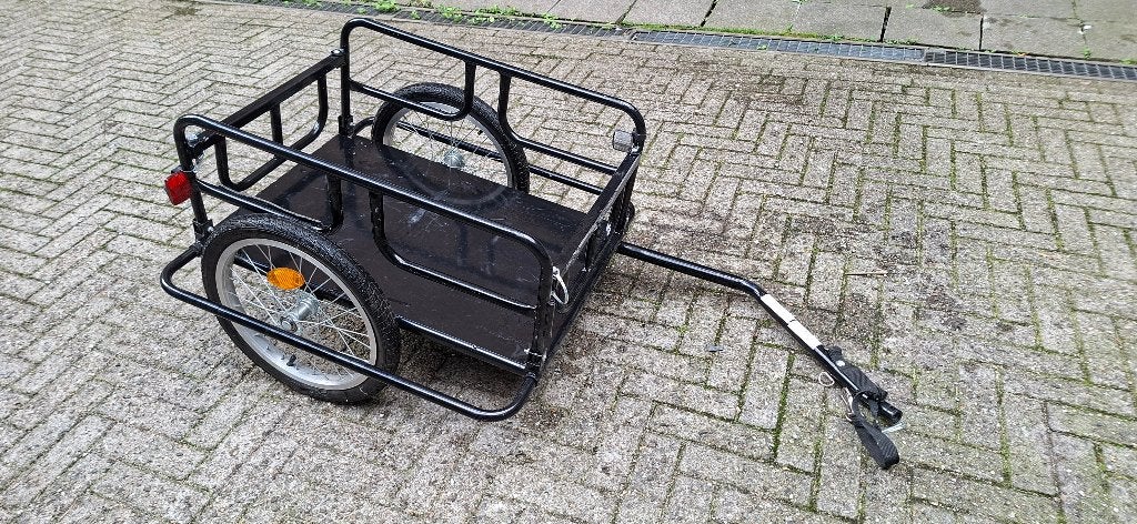 vidaXL Fietskar 130x73x48 - zwart staal, Vélos & Vélomoteurs, 40 à 60 kg, Remorque à bagages, Comme neuf, Enlèvement