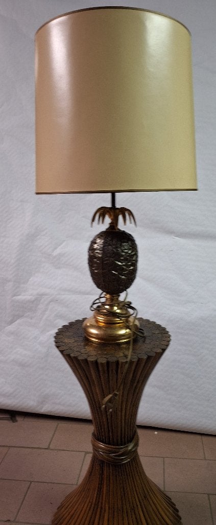 Vintage ananas lamp hoogte 75cm op sokkel bamboo, Ophalen, Gebruikt, Vintage