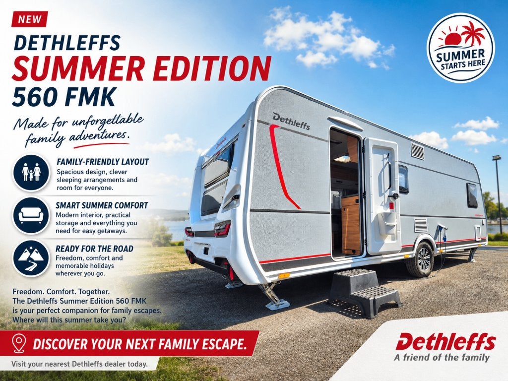 ️ Dethleff's Summer Edition 560 FMK ️, Caravanes & Camping, Entreprise, Grand lit, Jusqu'à 6, Poêle