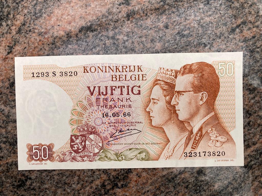 billet de 50 francs belges 1966, Envoi, Billets en vrac