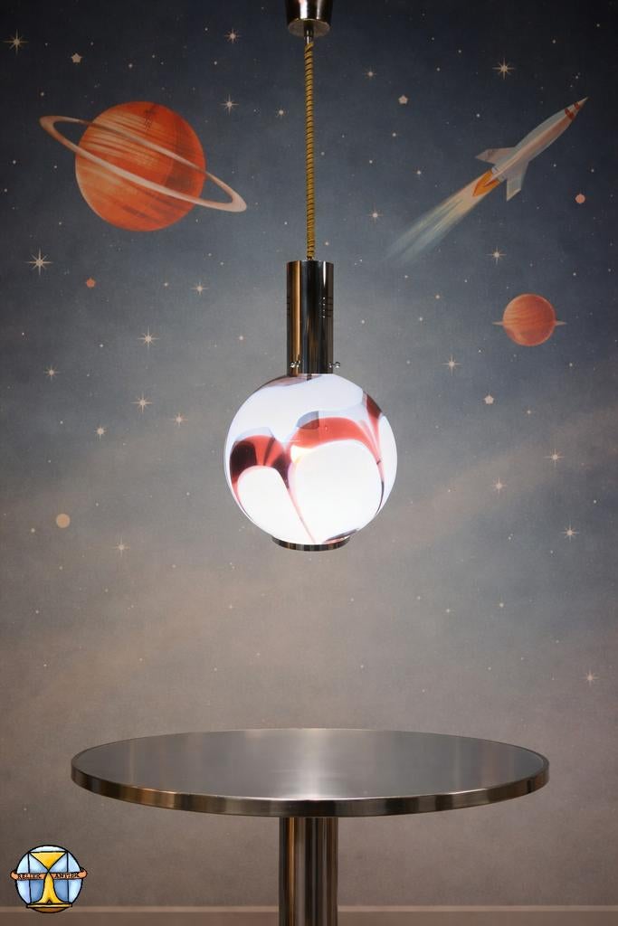 Lampe suspendue Carlo Moretti Murano vintage en verre Auberg, 75 cm ou plus, Enlèvement ou Envoi, Verre, Comme neuf