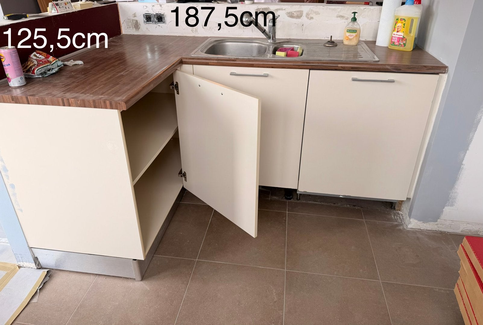 Meubles de cuisine a donner, Enlèvement, Utilisé, Crème, Cuisine d'angle