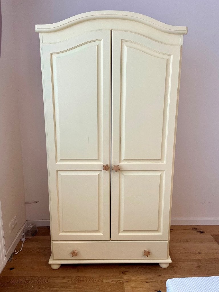 Kinderkledingkast/kledingkast Retro Vintage/Pastelgeel, Ophalen, Gebruikt, Kast, 50 tot 70 cm