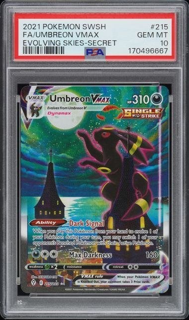 Umbreon VMAX EVS 215 PSA 10, Ophalen of Verzenden, Nieuw, Losse kaart