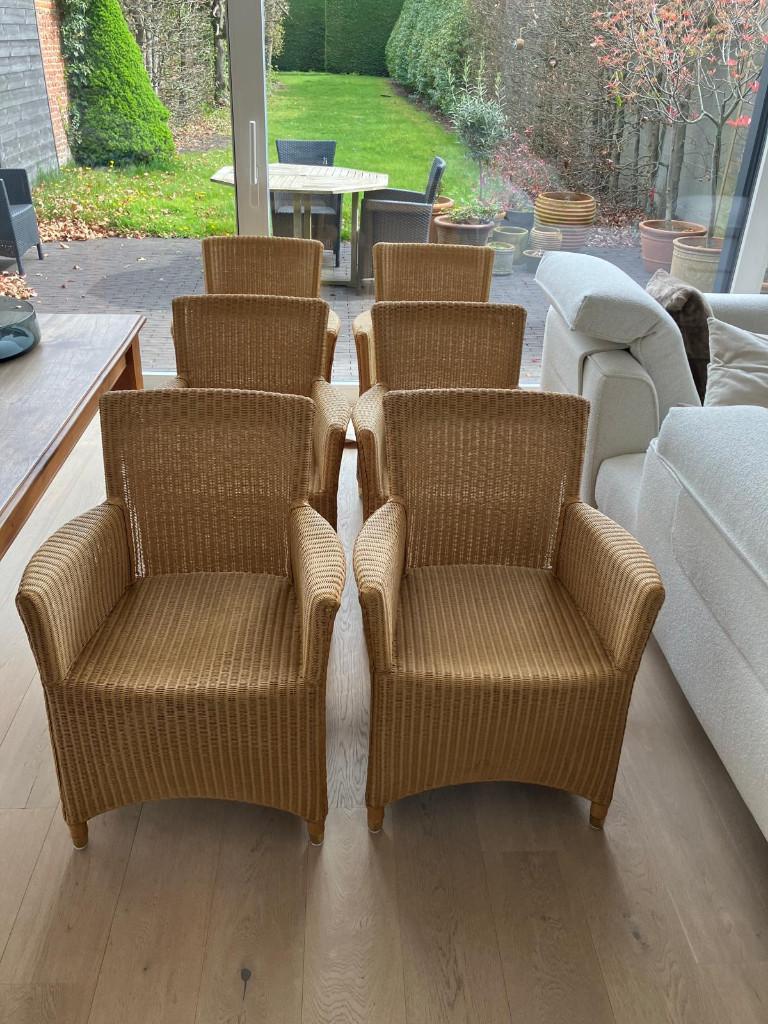 6 Lloyd Loom stoelen, Ophalen, Zo goed als nieuw, Vijf, Zes of meer stoelen, Riet, modern