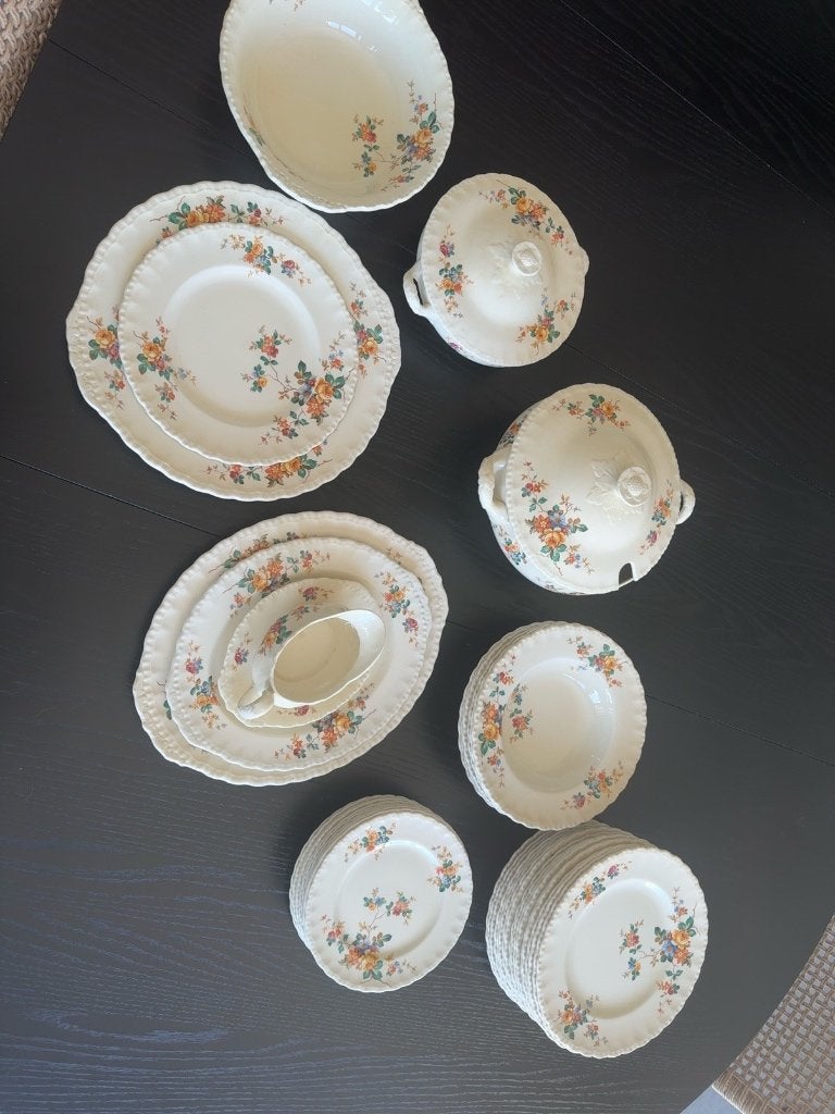 Compleet set Grindley Cream Petal servies in perfecte staat, Ophalen