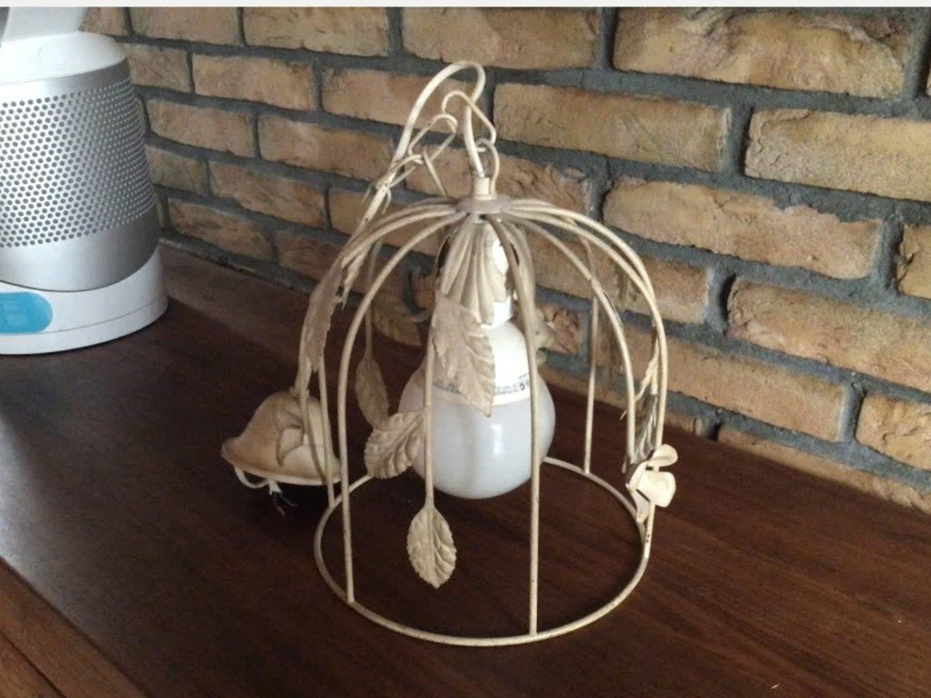 Lustertje in vorm van vogelkooitje, Ophalen of Verzenden, Gebruikt, Metaal