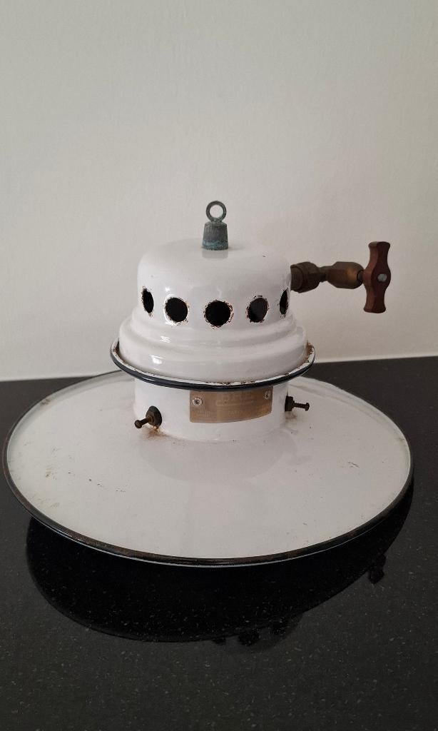 Ancienne lampe à gaz française/ancienne lampe suspendu émail, Antiquités & Art, Enlèvement ou Envoi