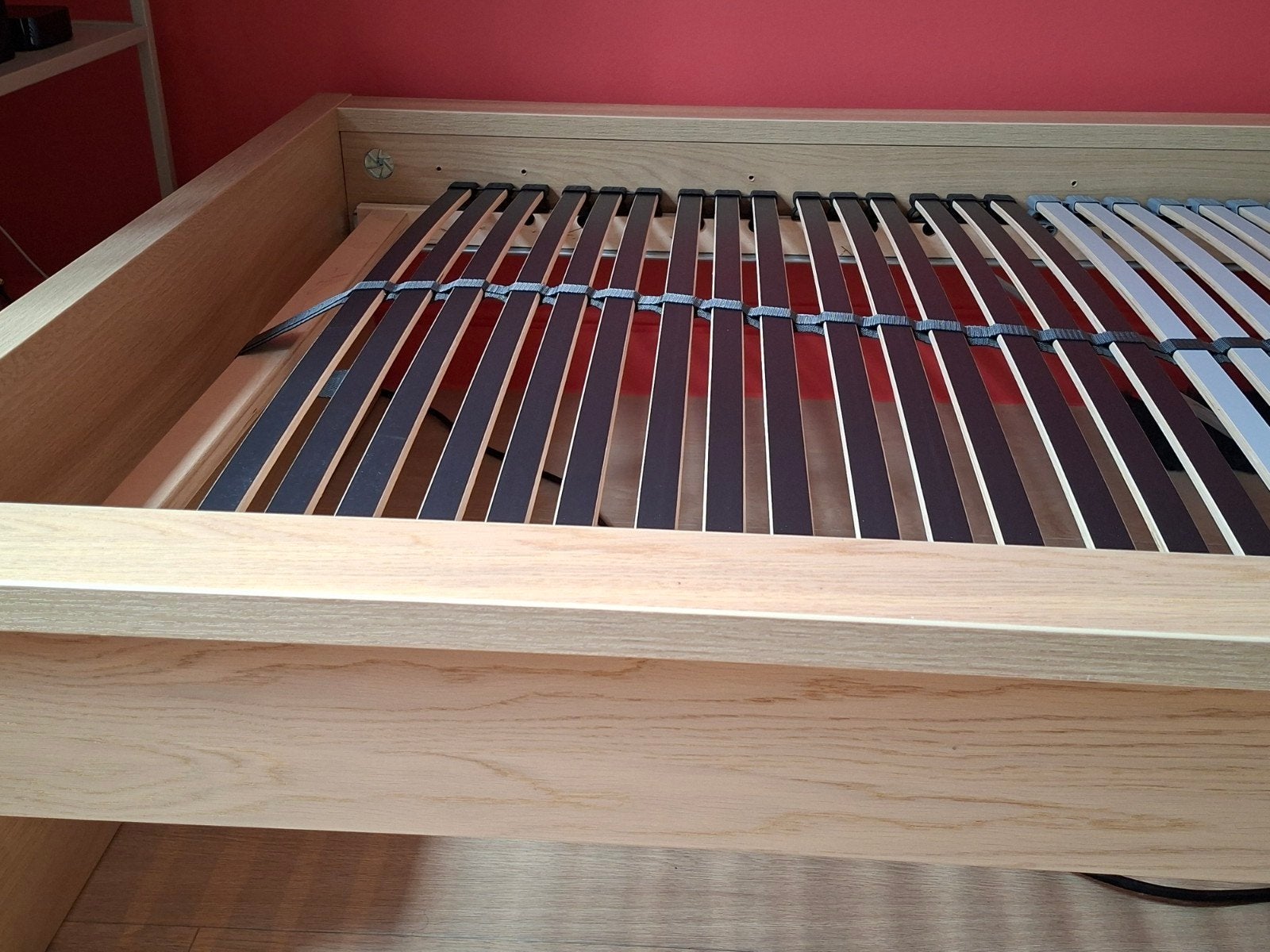 Bedkader Malm kleur lichte eik met lattenbodem, 90 cm, Beige, Enlèvement, 200 cm